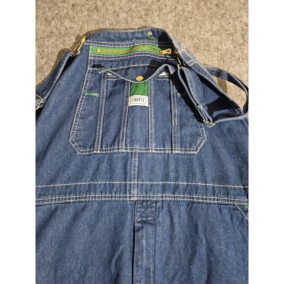 Liberty Denim Overalls Mens 44x32 Bib Workwear Carpenter Pockets Hemmed To 27 - Picture 3 of 9